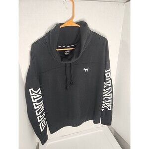 PINK Victoria's Secret Sweatshirt Women's Xsmall Long Sleeve Cowl Neck Black